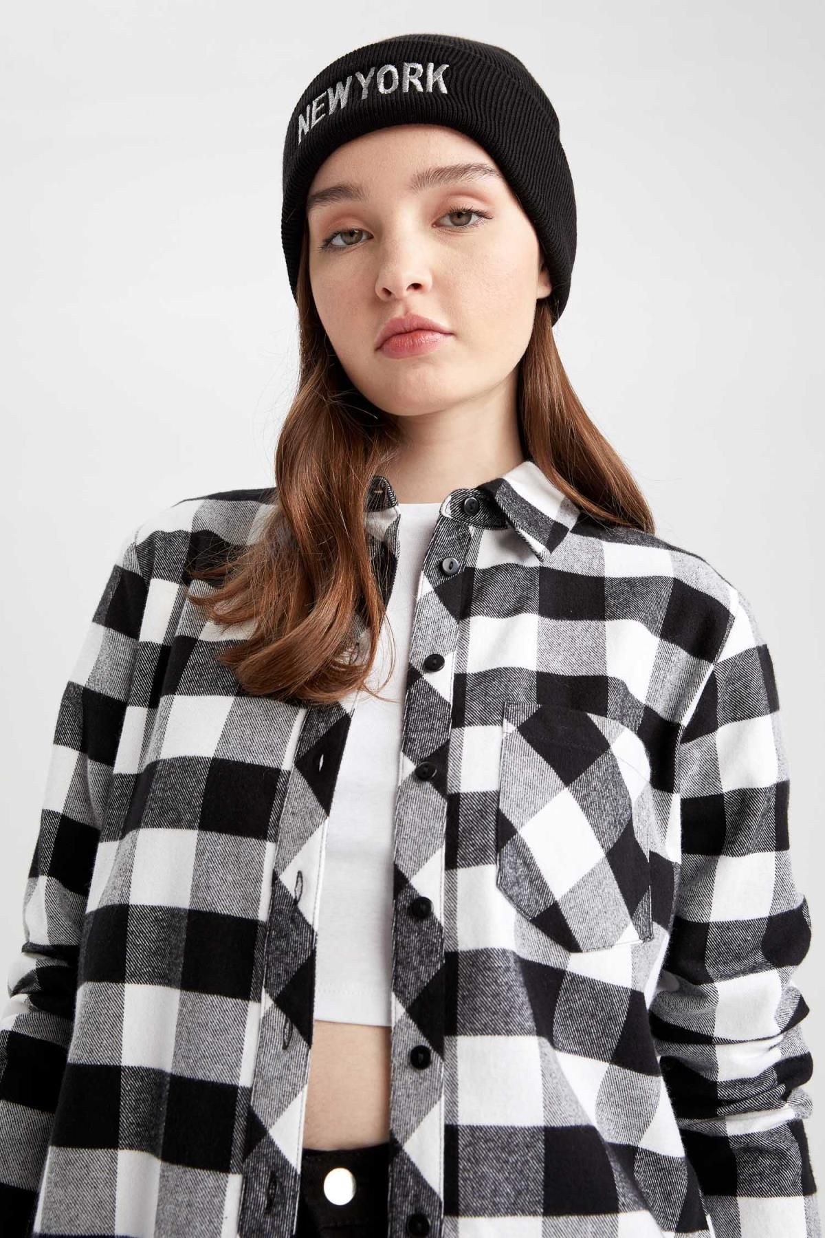 Regular Fit Kareli Flanel Uzun Kollu %100 Pamuk Gömlek X6263az23sp