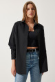 Kadın Siyah Oversize Uzun Basic Gömlek DD00842 Kadın Siyah Oversize Uzun Basic Gömlek DD00842