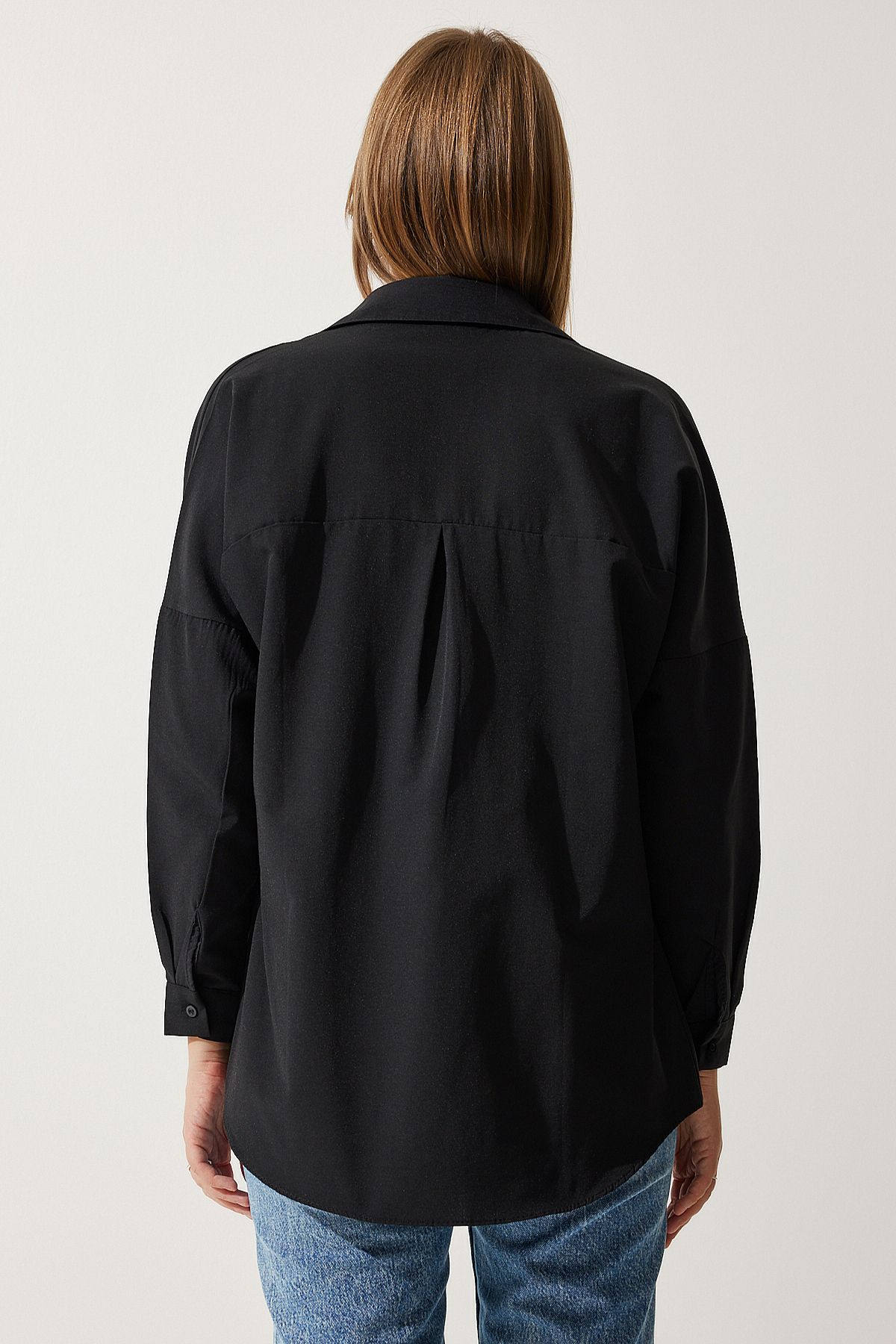Kadın Siyah Oversize Uzun Basic Gömlek DD00842 Kadın Siyah Oversize Uzun Basic Gömlek DD00842