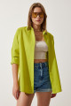 Kadın Yağ Yeşili Oversize Uzun Basic Gömlek  DD00842