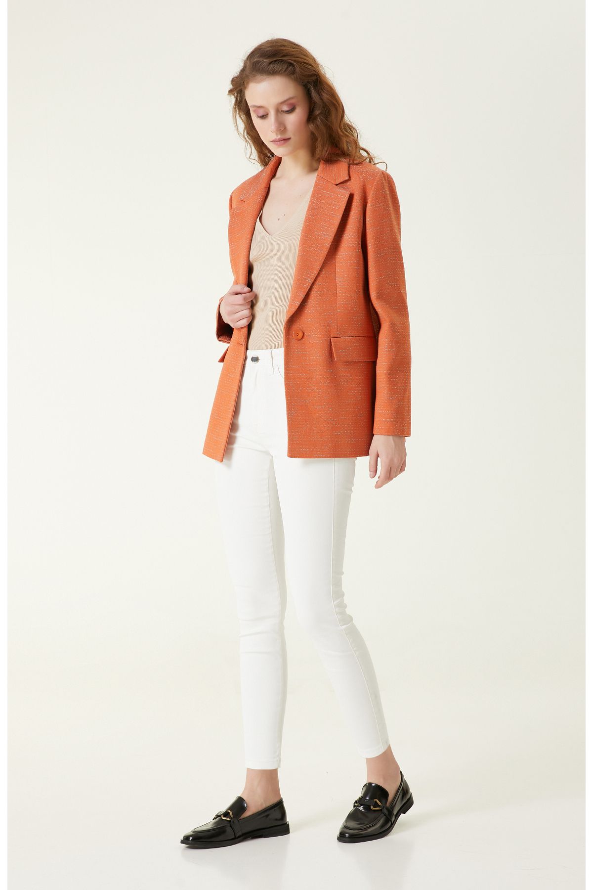 Turuncu Tweed Blazer Turuncu Tweed Blazer