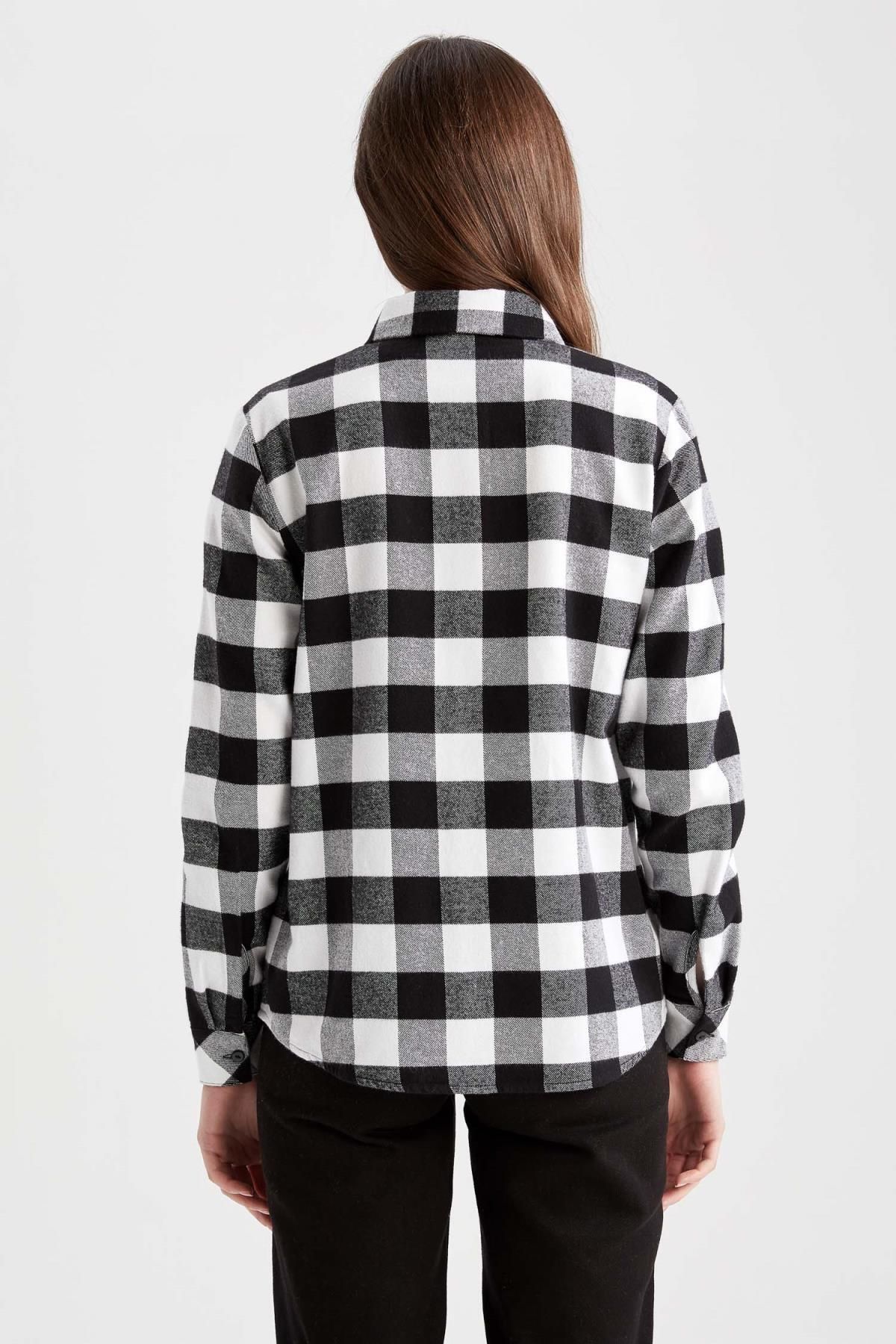 Regular Fit Kareli Flanel Uzun Kollu %100 Pamuk Gömlek X6263az23sp