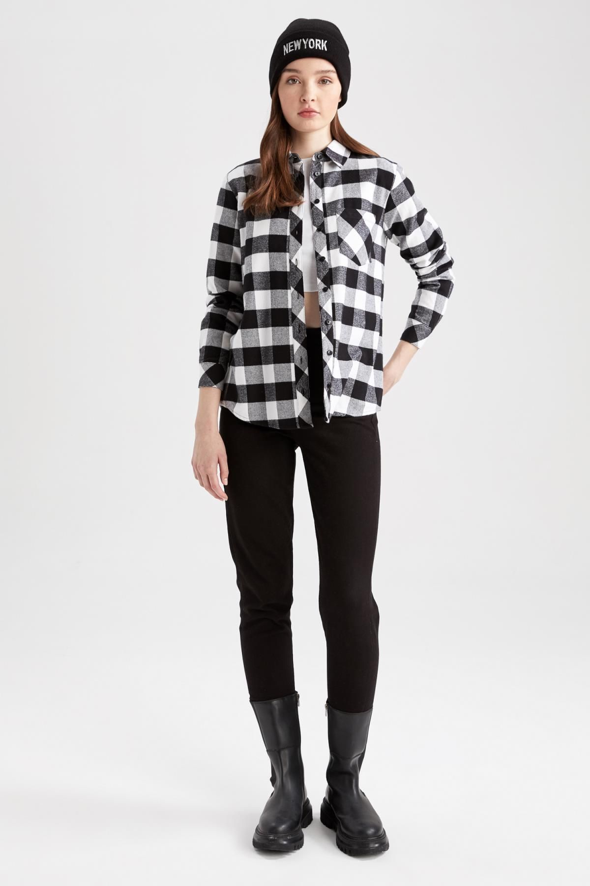 Regular Fit Kareli Flanel Uzun Kollu %100 Pamuk Gömlek X6263az23sp