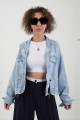 Mavi Zincir Detaylı Denim Ceket Mavi Zincir Detaylı Denim Ceket