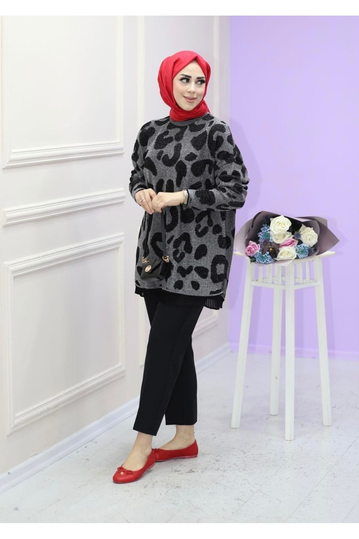 Leopar Desen Soğuk İplik Merserize İnce Premium Tunik Leopar Desen Soğuk İplik Merserize İnce Premium Tunik