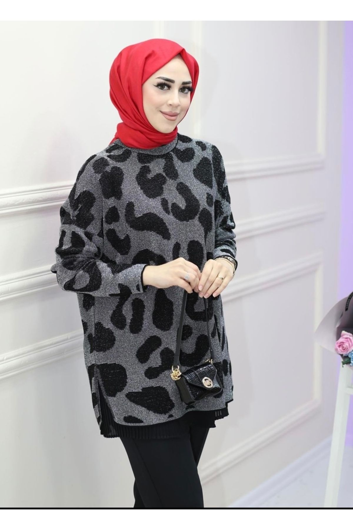 Leopar Desen Soğuk İplik Merserize İnce Premium Tunik Leopar Desen Soğuk İplik Merserize İnce Premium Tunik