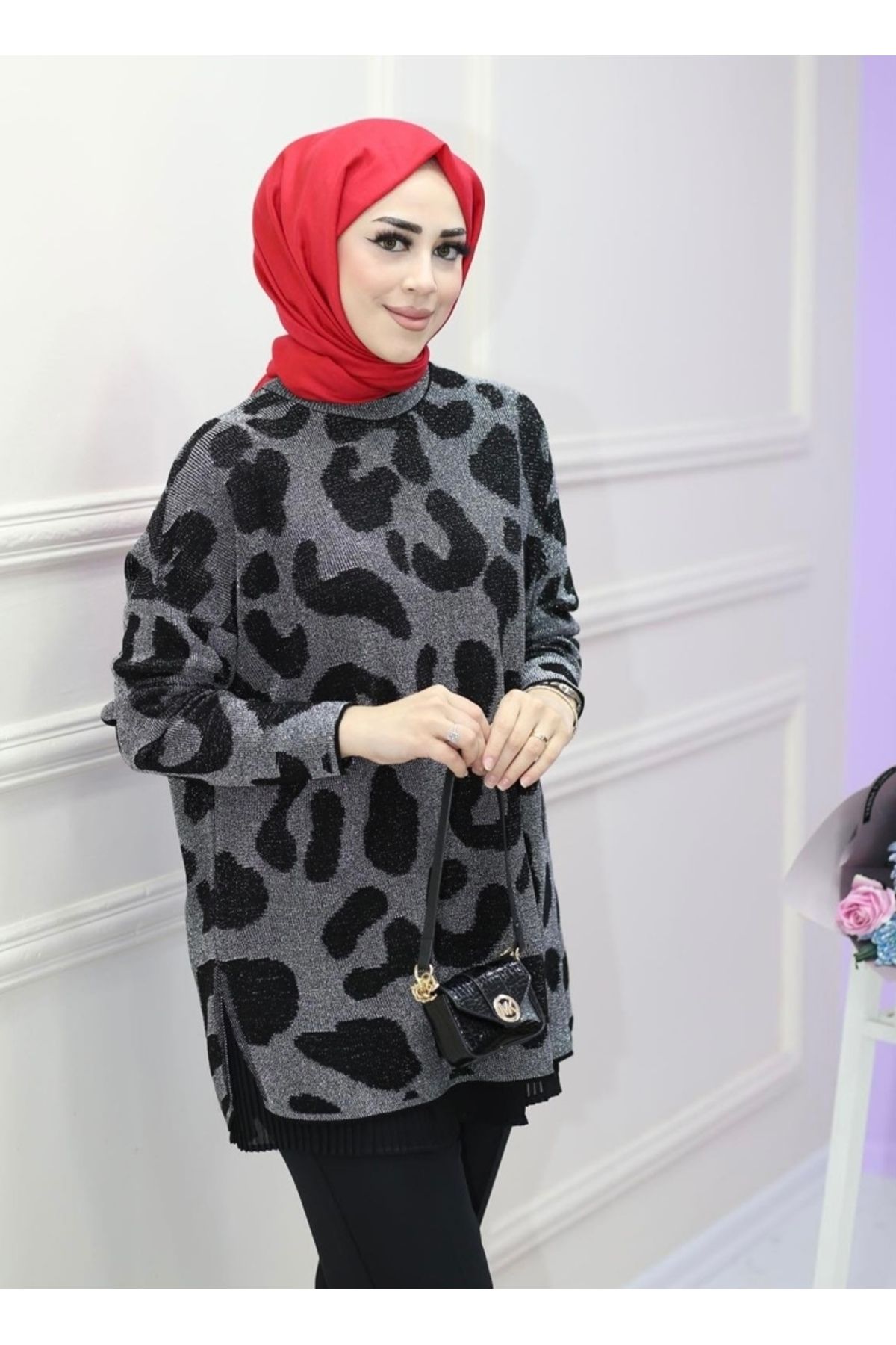 Leopar Desen Soğuk İplik Merserize İnce Premium Tunik Leopar Desen Soğuk İplik Merserize İnce Premium Tunik