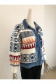 Mix Color Denim Detay Etnik Desen Triko Ceket Mix Color Denim Detay Etnik Desen Triko Ceket