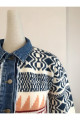 Mix Color Denim Detay Etnik Desen Triko Ceket Mix Color Denim Detay Etnik Desen Triko Ceket