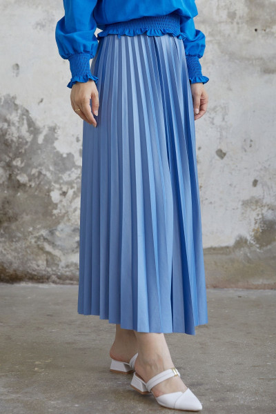 Sık Piliseli Etek - Mavi Sık Piliseli Etek - Mavi