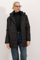 Kapüşonlu Oversize Şişme Mont - Siyah Kapüşonlu Oversize Şişme Mont - Siyah
