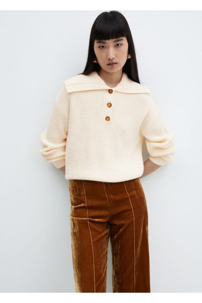 Yakası düğmeli örgü kazak Yakası düğmeli örgü kazak