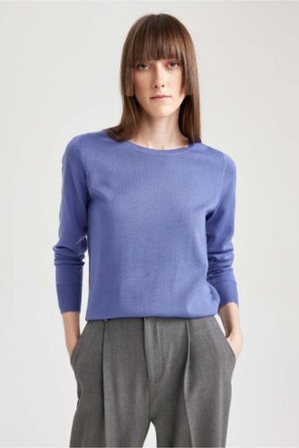 Regular Fit Bisiklet Yaka Basic Kazak F7091az23wn Regular Fit Bisiklet Yaka Basic Kazak F7091az23wn
