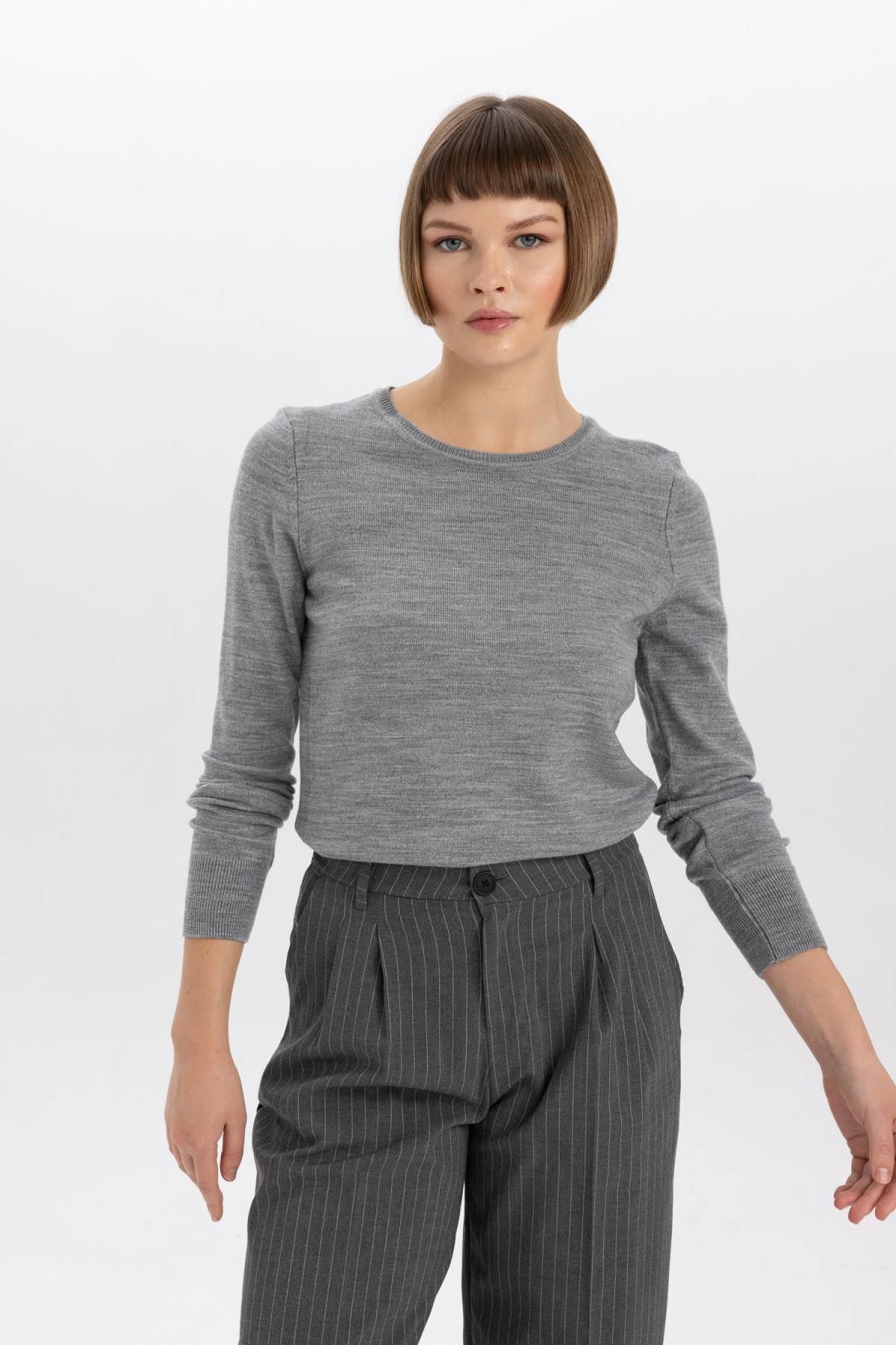 Regular Fit Bisiklet Yaka Basic Kazak F7091az23wn Regular Fit Bisiklet Yaka Basic Kazak F7091az23wn