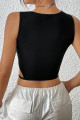 Kadın Siyah Kaşkorse Kumaş Cut Out Crop Bluz Kadın Siyah Kaşkorse Kumaş Cut Out Crop Bluz