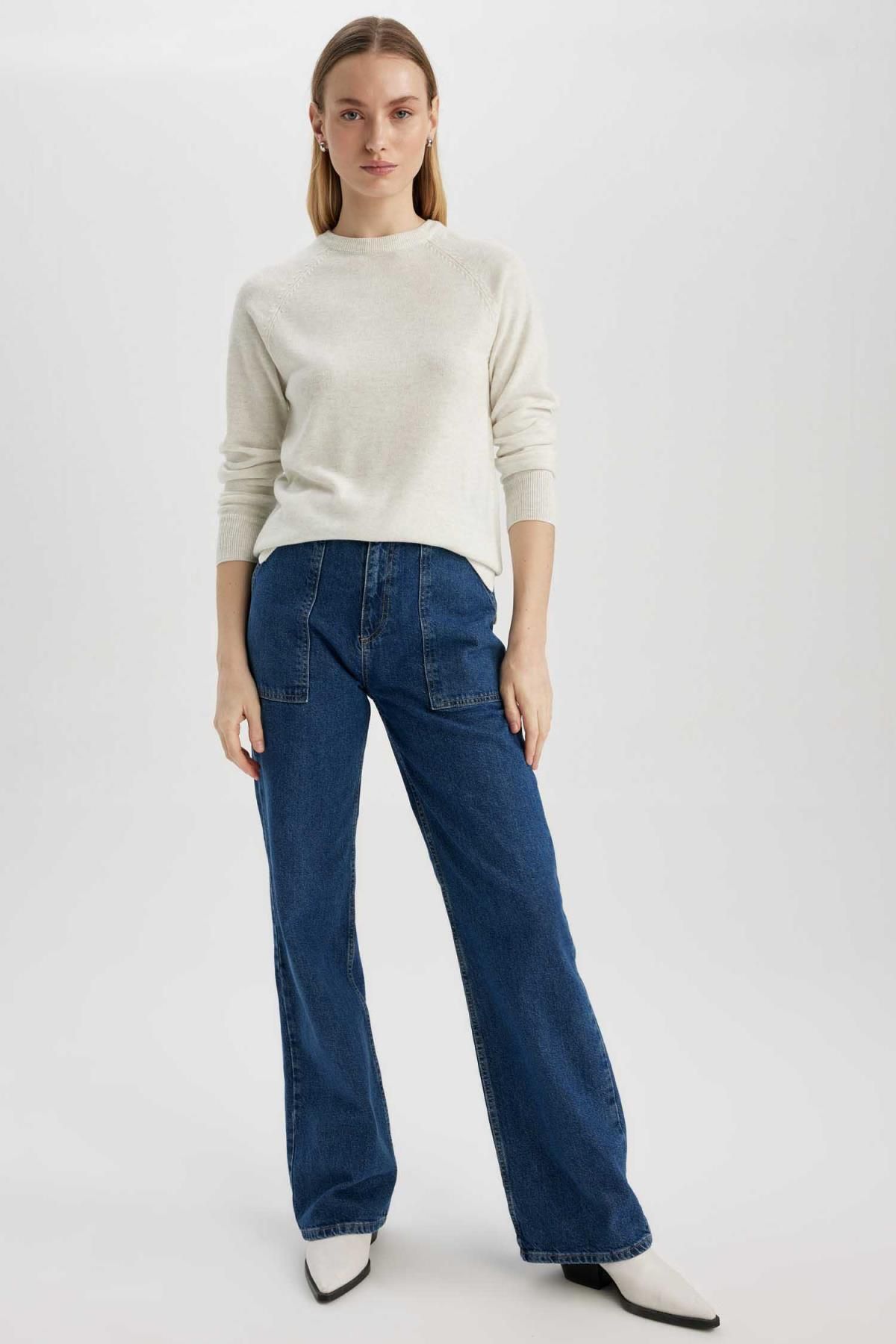 Regular Fit Bisiklet Yaka Basic Kazak I6913az23wn Regular Fit Bisiklet Yaka Basic Kazak I6913az23wn