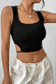 Kadın Siyah Kaşkorse Kumaş Cut Out Crop Bluz Kadın Siyah Kaşkorse Kumaş Cut Out Crop Bluz