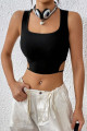Kadın Siyah Kaşkorse Kumaş Cut Out Crop Bluz Kadın Siyah Kaşkorse Kumaş Cut Out Crop Bluz