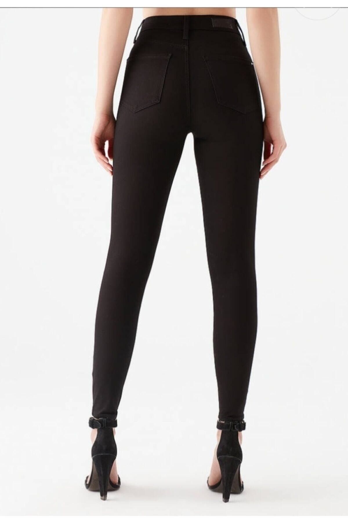 Kadın Siyah Dar Paça Yüksek Bel Süper Skinny Pantolon Kadın Siyah Dar Paça Yüksek Bel Süper Skinny Pantolon