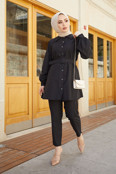 Kadın Siyah Kemerli Ikili Takım Kadın Siyah Kemerli Ikili Takım
