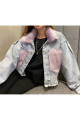 Lila Peluş Detaylı Kot Ceket Lila Peluş Detaylı Kot Ceket