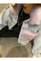 Lila Peluş Detaylı Kot Ceket Lila Peluş Detaylı Kot Ceket