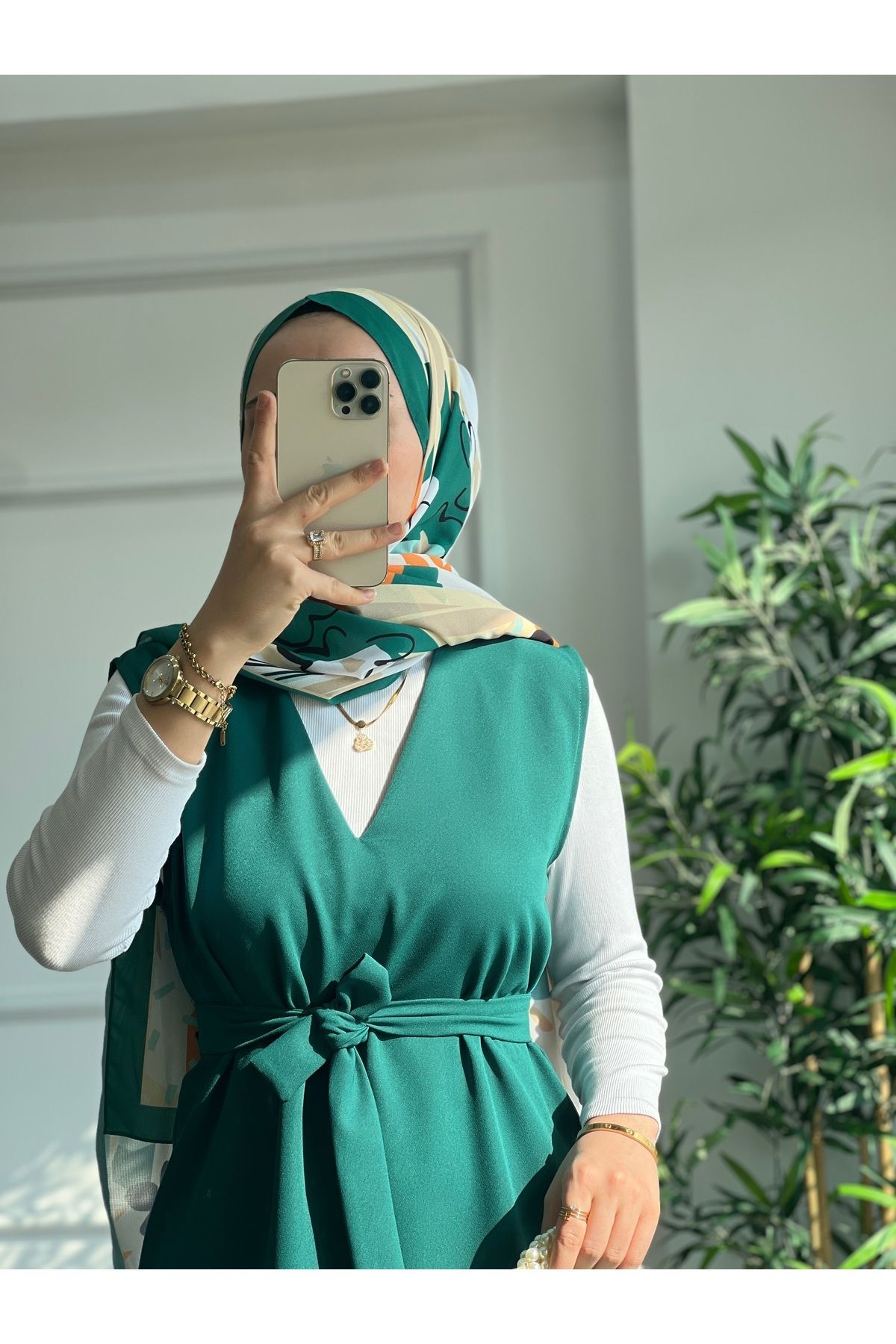 Zümrüt Yeşili Krep Tesettür Jile Zümrüt Yeşili Krep Tesettür Jile