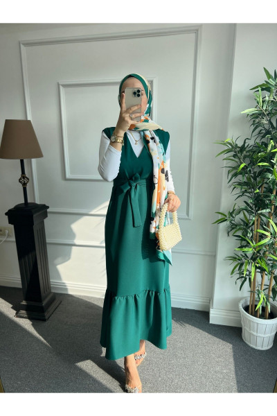 Zümrüt Yeşili Krep Tesettür Jile Zümrüt Yeşili Krep Tesettür Jile