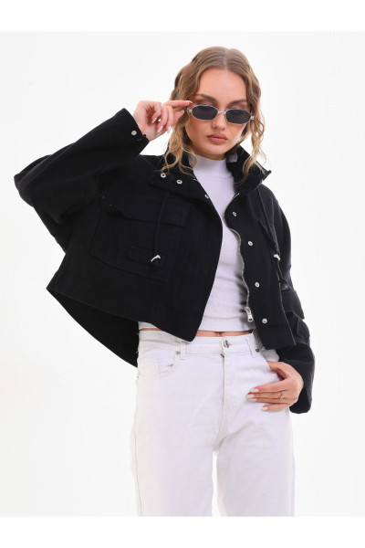 Kısa Gabardin Crop Ceket Kısa Gabardin Crop Ceket