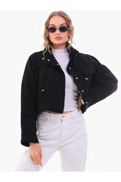 Kısa Gabardin Crop Ceket Kısa Gabardin Crop Ceket