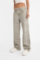 Straight Fit Leopar Desenli Pantolon Straight Fit Leopar Desenli Pantolon