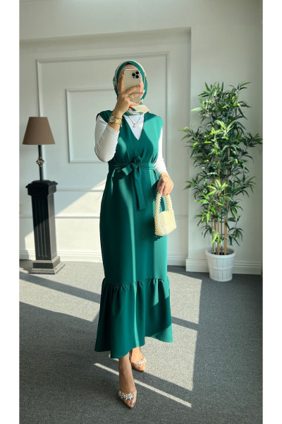 Zümrüt Yeşili Krep Tesettür Jile Zümrüt Yeşili Krep Tesettür Jile