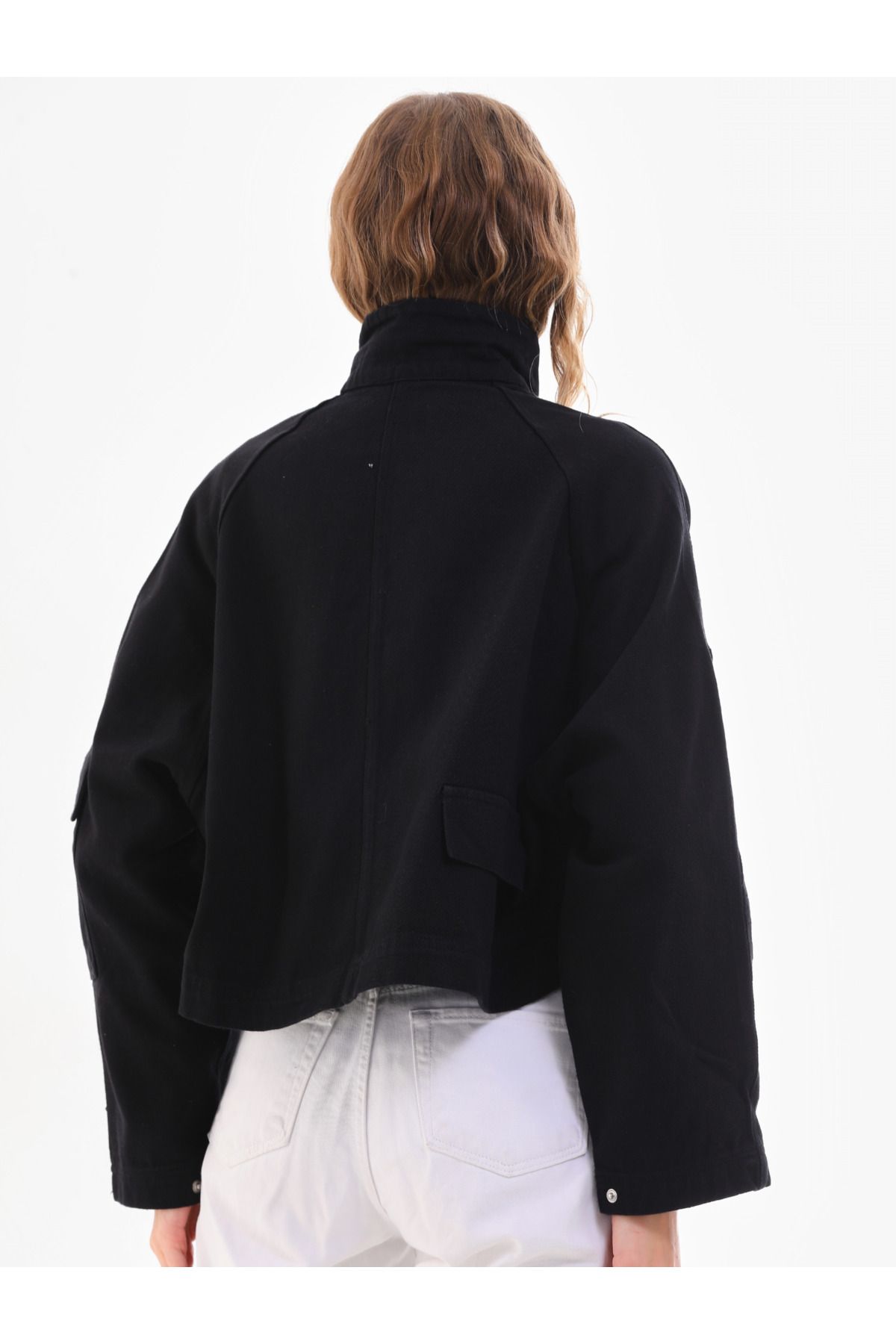Kısa Gabardin Crop Ceket Kısa Gabardin Crop Ceket