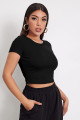 Kadın Siyah Yuvarlak Yaka Yarım Kol Crop Top Bluz Kadın Siyah Yuvarlak Yaka Yarım Kol Crop Top Bluz