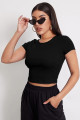 Kadın Siyah Yuvarlak Yaka Yarım Kol Crop Top Bluz Kadın Siyah Yuvarlak Yaka Yarım Kol Crop Top Bluz