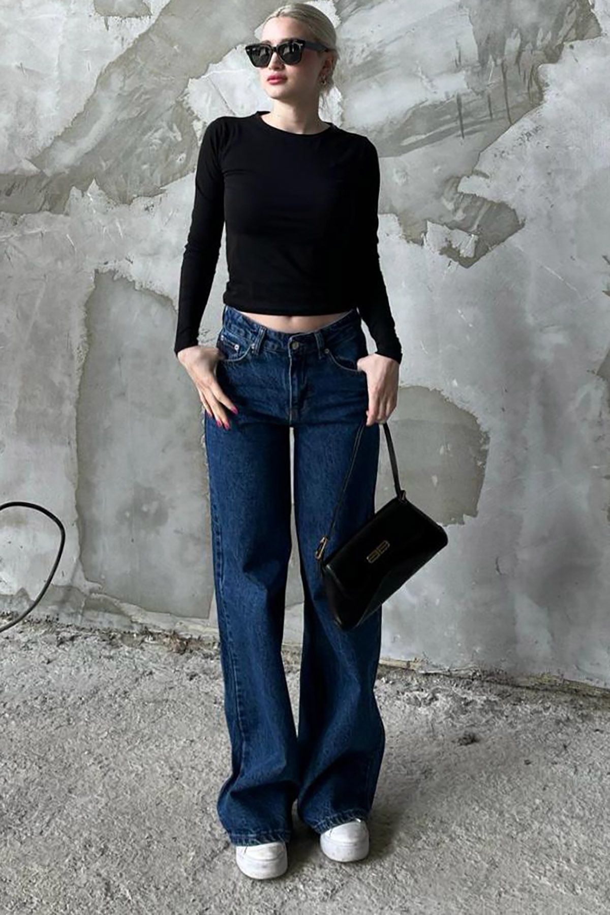 Koyu Mavi Straight Wide Kadın Jean MG1996 Koyu Mavi Straight Wide Kadın Jean MG1996
