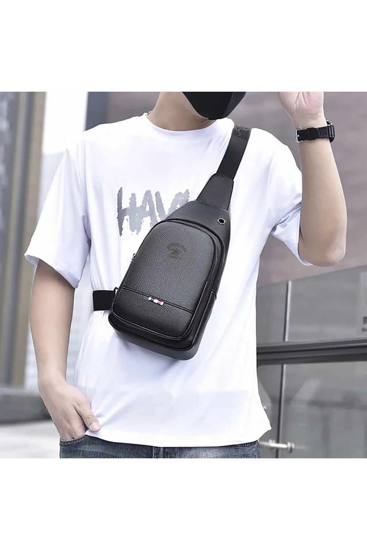 Unisex Siyah Vegan Deri Kulaklık Çıkışlı Çapraz Omuz Çantası Bel Çantası Günlük Çanta Unisex Siyah Vegan Deri Kulaklık Çıkışlı Çapraz Omuz Çantası Bel Çantası Günlük Çanta