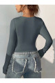 Soft Touch Yuvarlak Yaka Bluz Füme