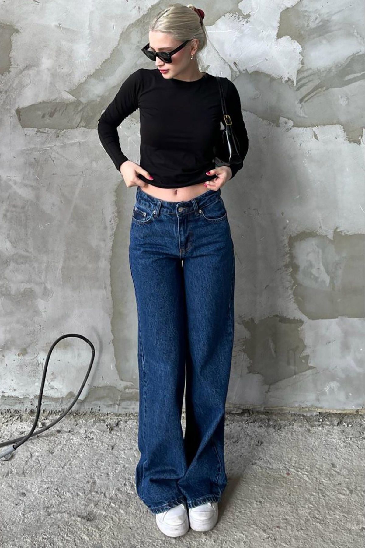Koyu Mavi Straight Wide Kadın Jean MG1996 Koyu Mavi Straight Wide Kadın Jean MG1996