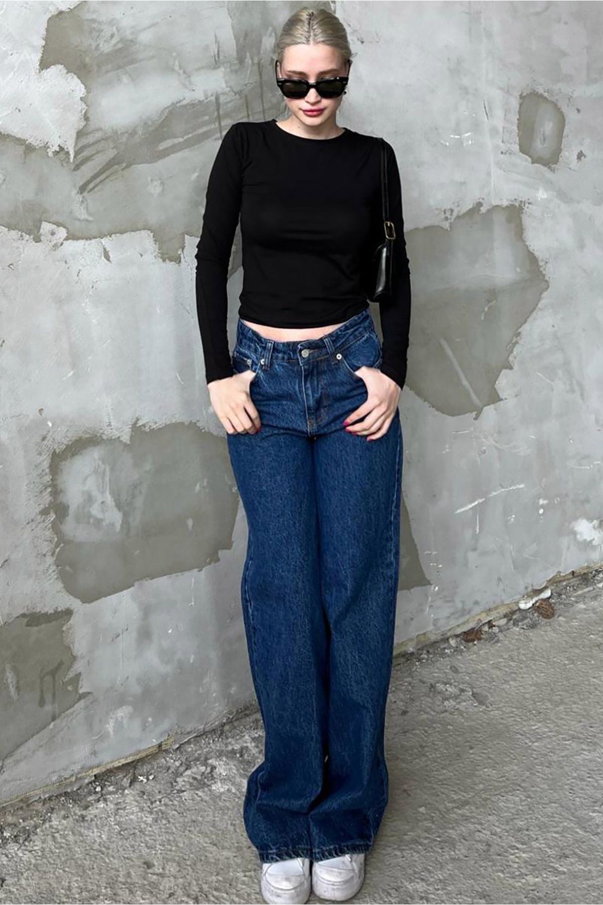 Koyu Mavi Straight Wide Kadın Jean MG1996 Koyu Mavi Straight Wide Kadın Jean MG1996