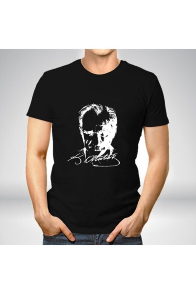 Unisex Siyah Atatürk Baskılı Tişört Unisex Siyah Atatürk Baskılı Tişört