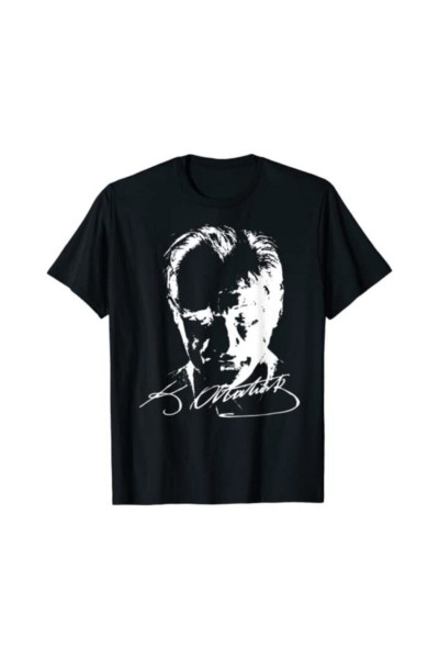 Unisex Siyah Mustafa Kemal Atatürk Baskılı T-shirt oneagılyazı Unisex Siyah Mustafa Kemal Atatürk Baskılı T-shirt oneagılyazı