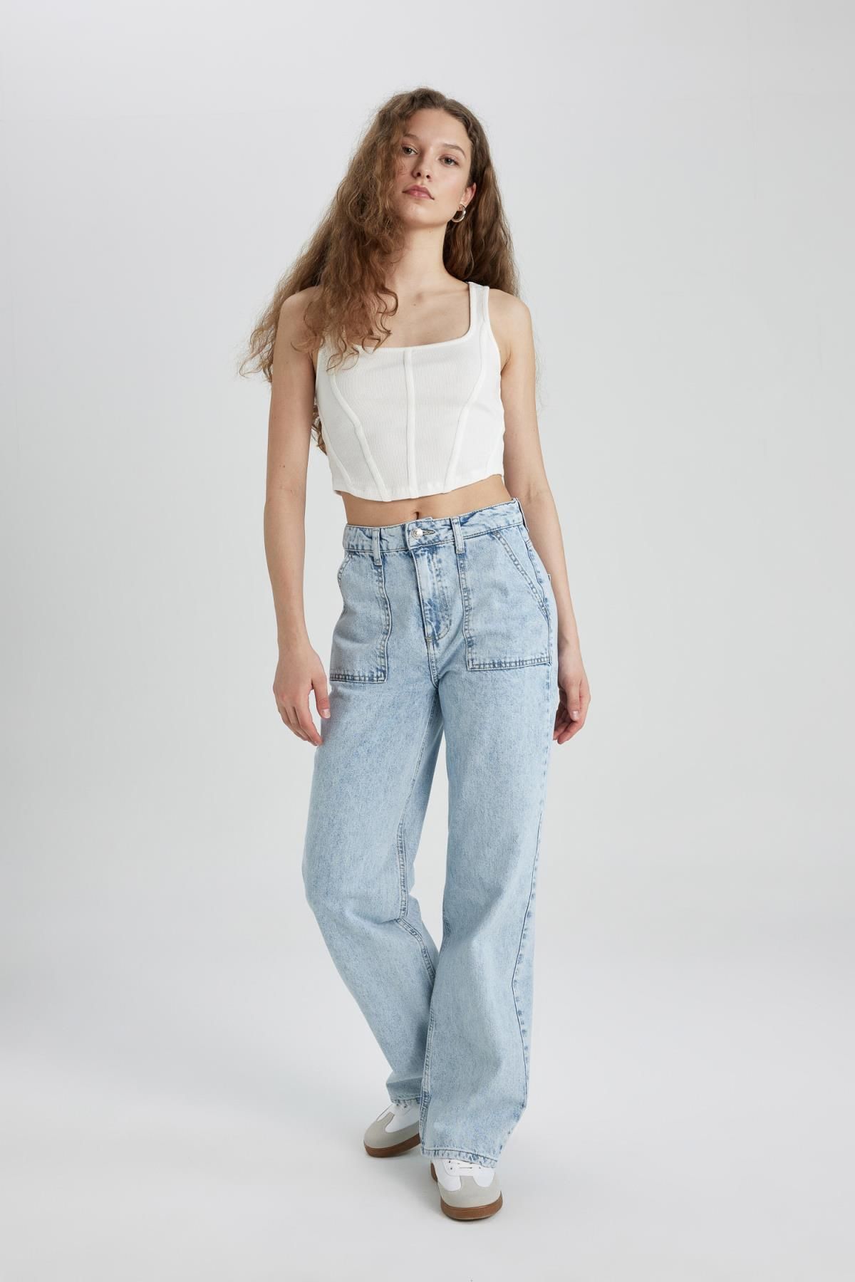 Wide Leg Kargo Yüksek Bel Uzun Jean Yıkamalı Pantolon B8249ax24sp Wide Leg Kargo Yüksek Bel Uzun Jean Yıkamalı Pantolon B8249ax24sp