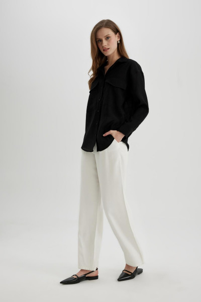 Oversize Fit Cep Detaylı Krinkıl Kumaş Uzun Kollu Gömlek C3165ax24sp Oversize Fit Cep Detaylı Krinkıl Kumaş Uzun Kollu Gömlek C3165ax24sp