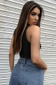 Kadın Siyah Yarım Fermuarlı Sıfır Kol Crop Top Bluz Kadın Siyah Yarım Fermuarlı Sıfır Kol Crop Top Bluz