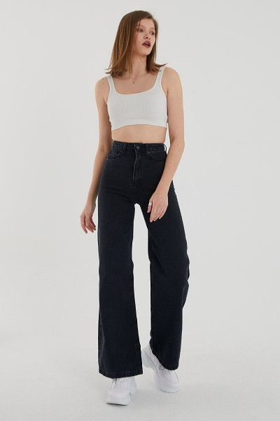 Siyah Likralı Süper Yüksek Bel Salaş Jean Pantolon. (süper Yüksek.) Wide Leg 2024 Siyah Likralı Süper Yüksek Bel Salaş Jean Pantolon. (süper Yüksek.) Wide Leg 2024