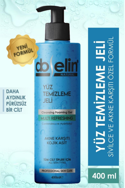 Yüz Temizleme Jeli-Normal/Karma Ciltler–Akne, Siyah Nokta–Kojik Asit 400ml Yüz Temizleme Jeli-Normal/Karma Ciltler–Akne, Siyah Nokta–Kojik Asit 400ml
