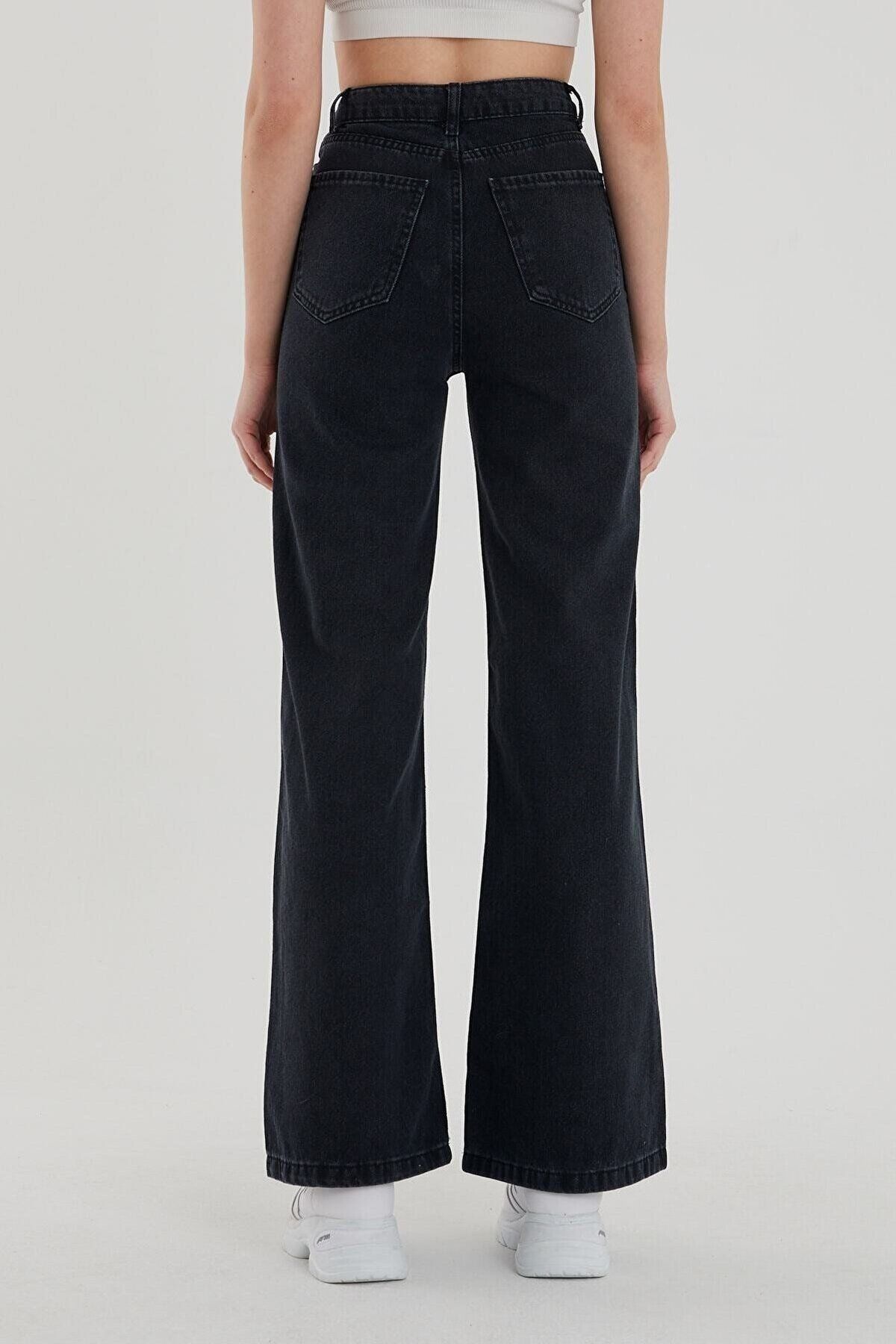 Siyah Likralı Süper Yüksek Bel Salaş Jean Pantolon. (süper Yüksek.) Wide Leg 2024 Siyah Likralı Süper Yüksek Bel Salaş Jean Pantolon. (süper Yüksek.) Wide Leg 2024