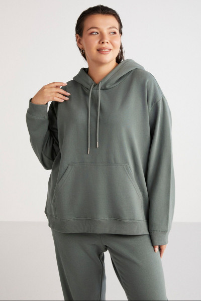 Terezabb Kadın Içi Polarlı Yumuşacık Comfort Fit Kapüşonlu Kanguru Cep Yeşil Büyük Beden Sweatshirt Terezabb Kadın Içi Polarlı Yumuşacık Comfort Fit Kapüşonlu Kanguru Cep Yeşil Büyük Beden Sweatshirt