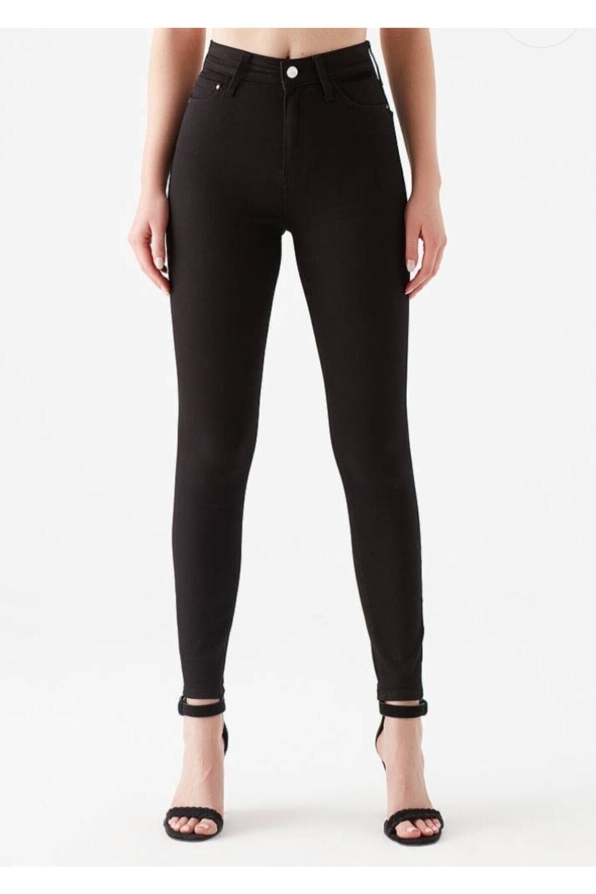 Kadın Siyah Dar Paça Yüksek Bel Süper Skinny Pantolon Kadın Siyah Dar Paça Yüksek Bel Süper Skinny Pantolon